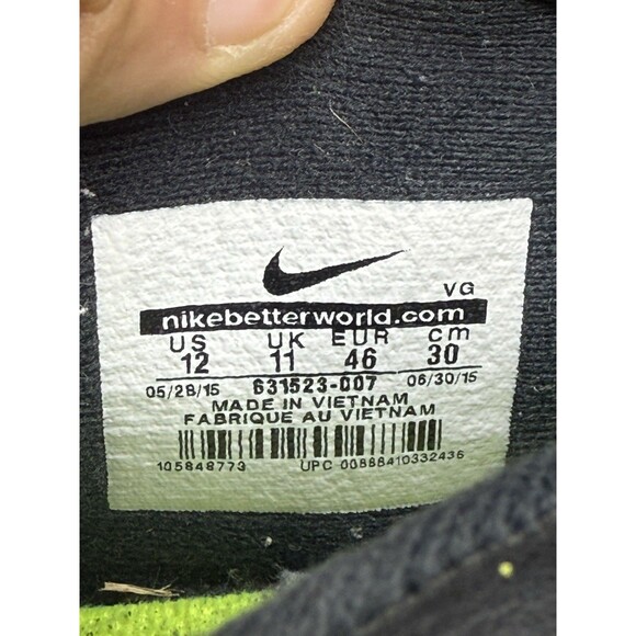 Nike Tiempo Rio II IC Mens 12 631523-007 Black Green Indoor Soccer Shoes EUC